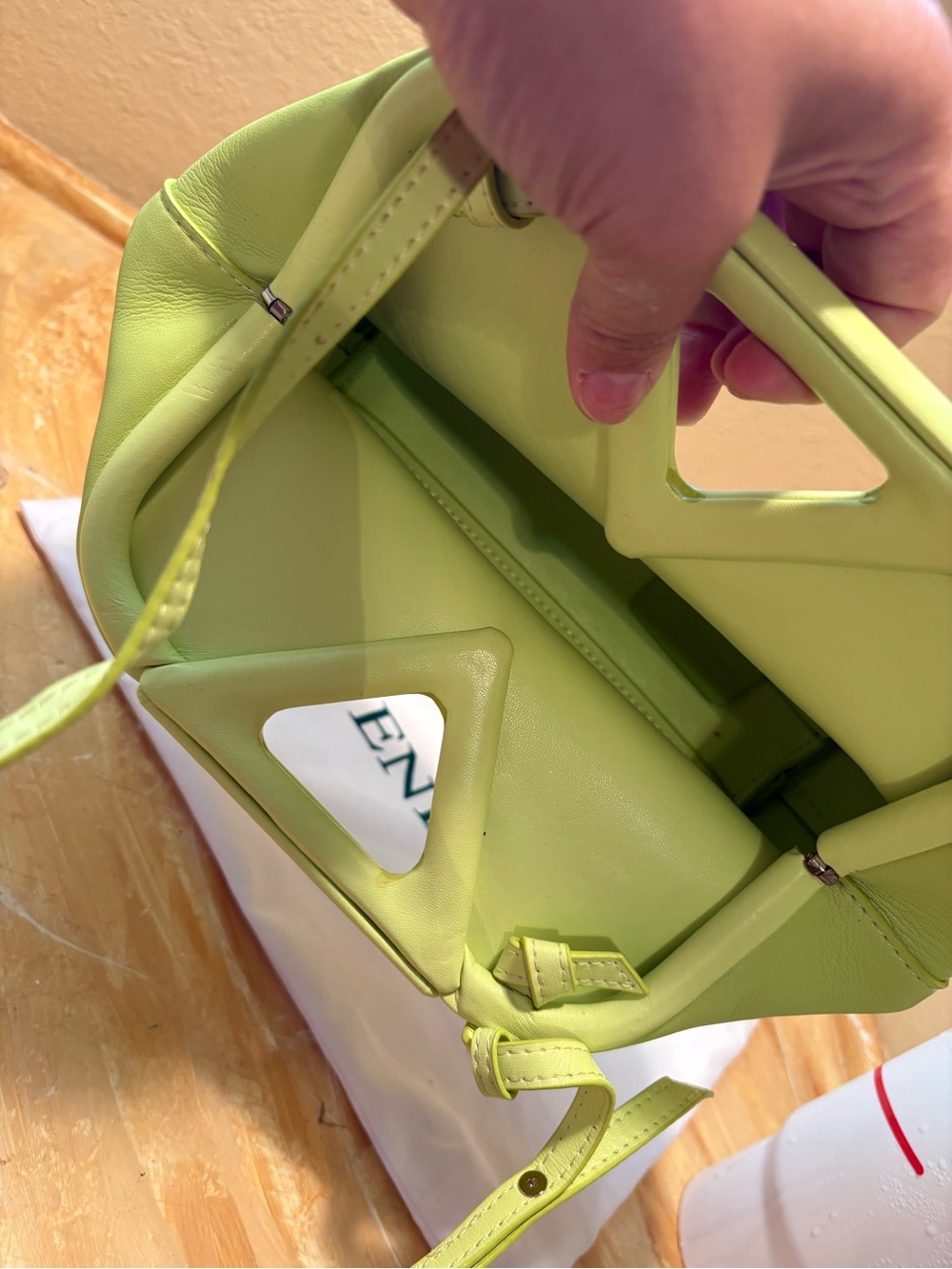Bottega Veneta Lime Green Triangle-Handle Crossbody - Picture 3 of 3